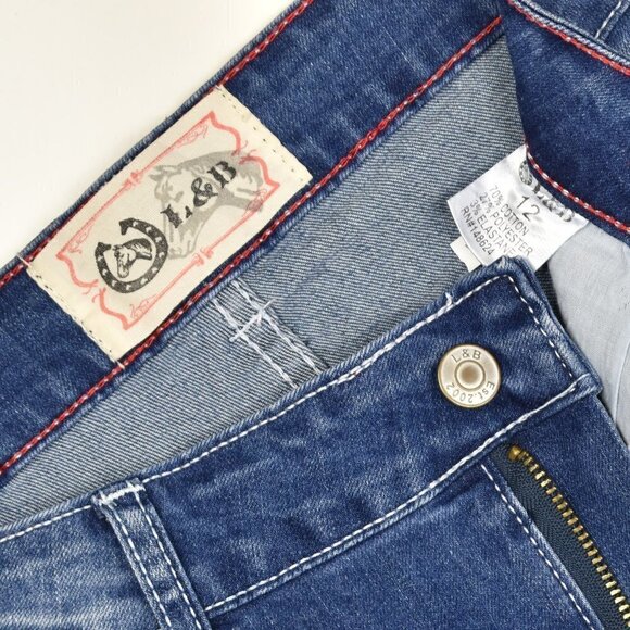 L&B Distressed Lace Patch Straight Jeans 12 - Picture 7 of 7